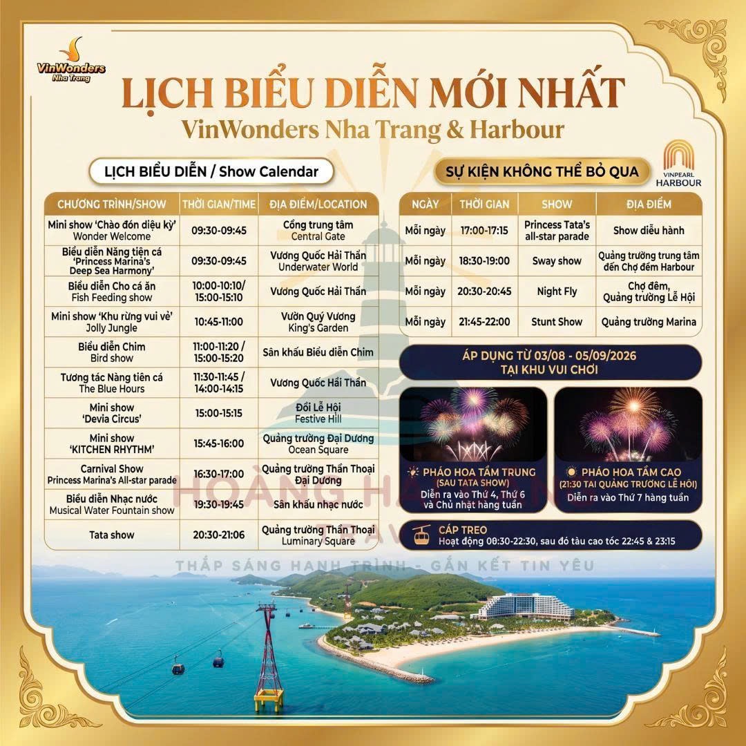 VinWonders and Vinpearl Harbour show calendar